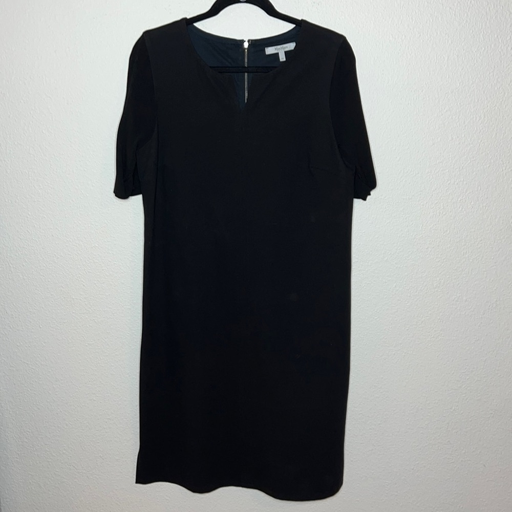 MaxMara Black Crepe Sheath Dress. EU 48. Size 10